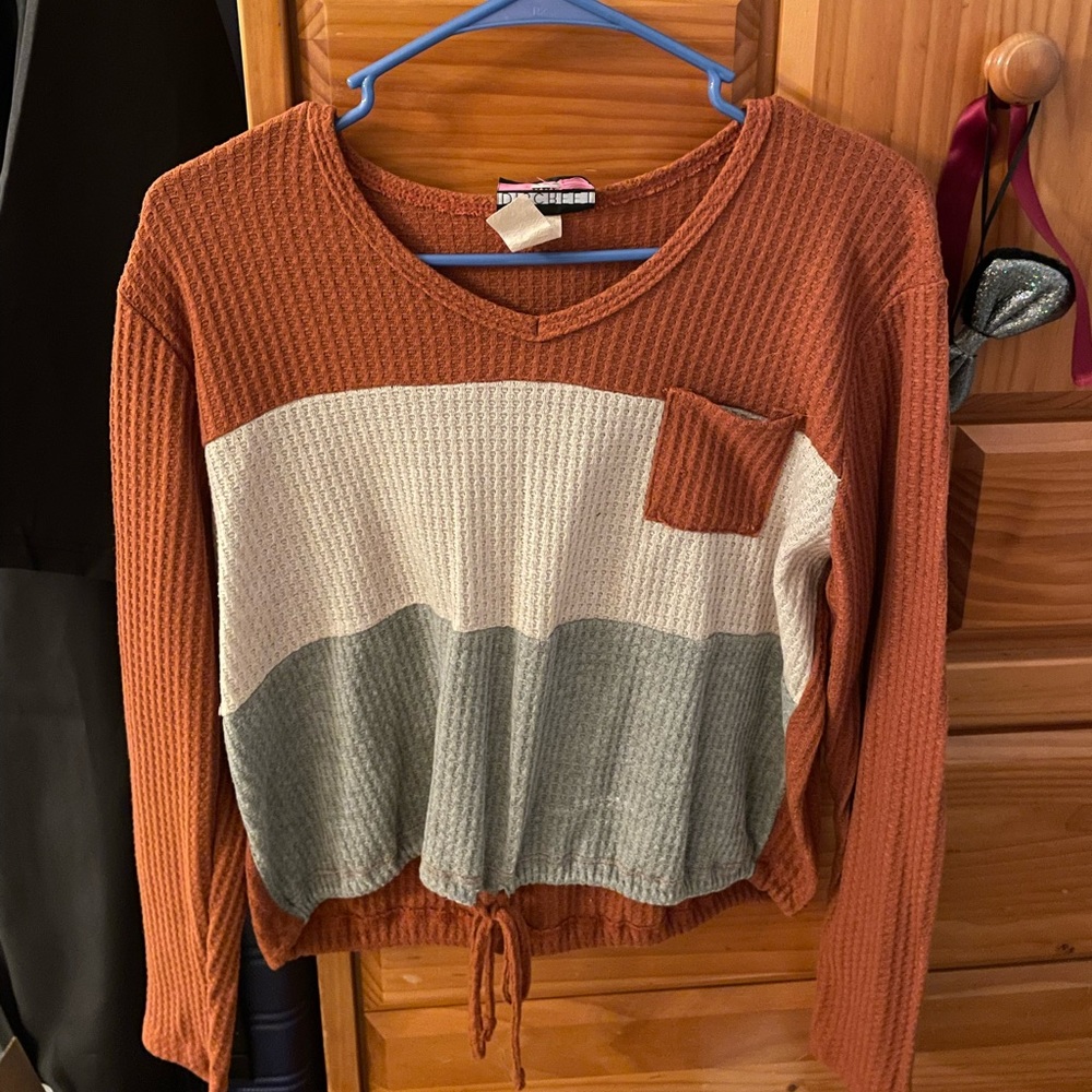 Orange striped cropped sweater